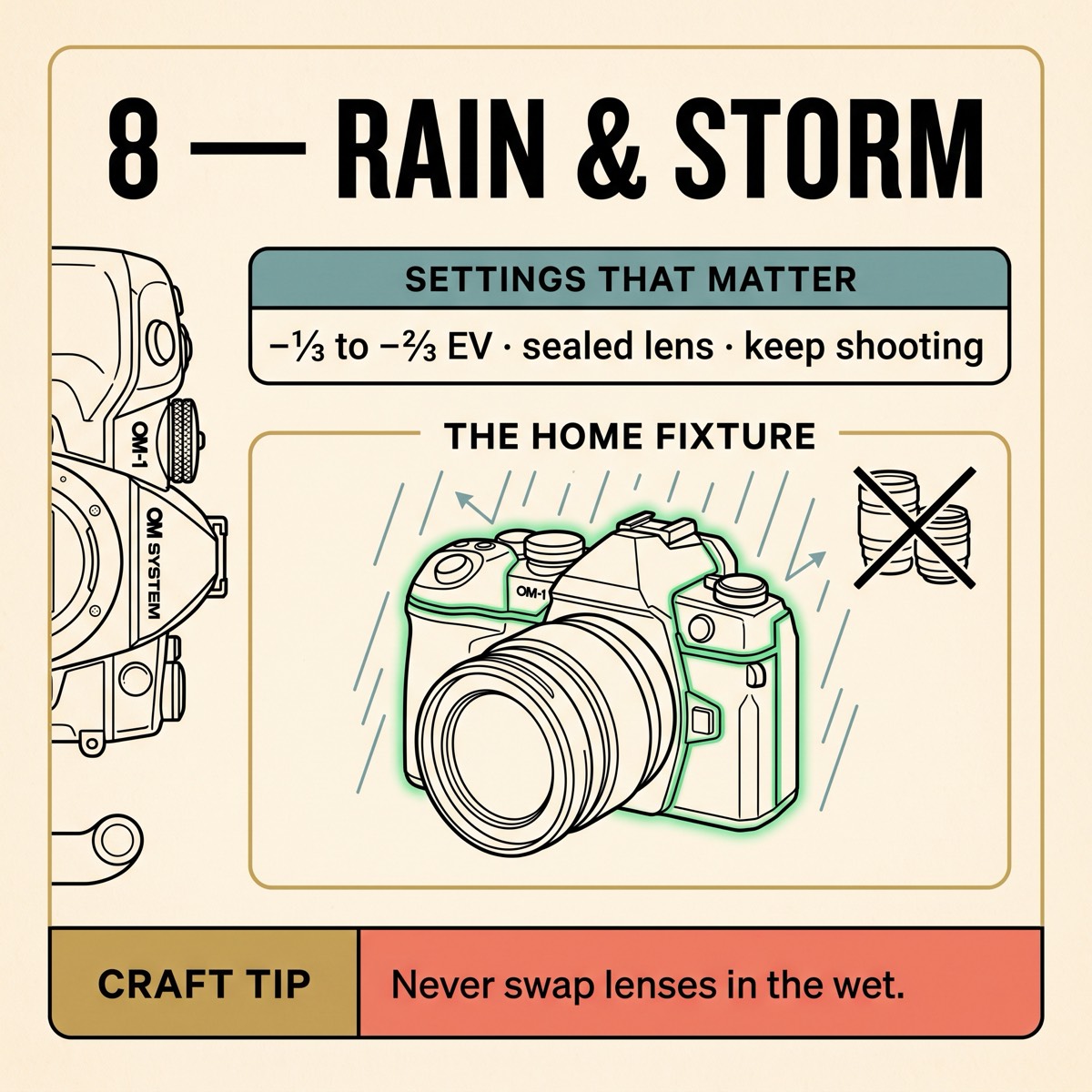 Field card infographic: Rain & Storm